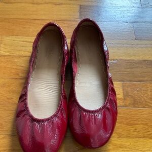 Tieks ruby red patent size 10, with box and bag